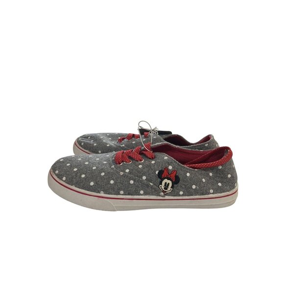 Disney Minnie Mouse women Size 8 Gray Polka Dot Sneakers red sparkle laces NWT - Picture 3 of 9